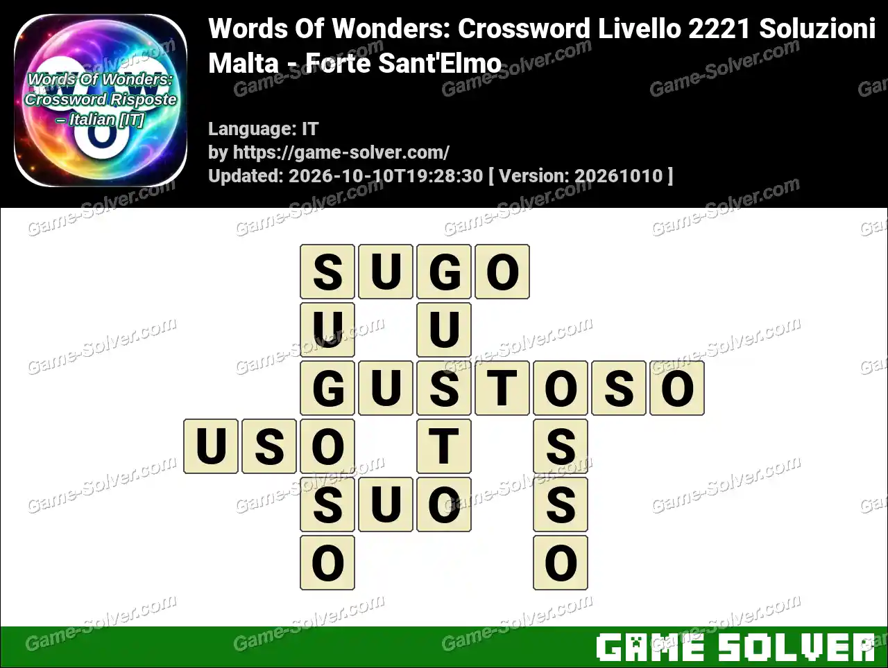 Words Of Wonders: Crossword Livello 2221 Soluzioni – Malta – Forte Sant’Elmo